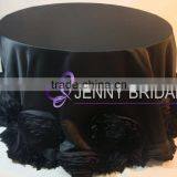 TC107C Factory Supplier Blush Pink Satin Ruffle Rosette Table Cloth thumbnail-6