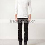 Long Sleeves Fastener Collar Plain White Cotton t Shirt thumbnail-2