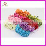 2.5cm Head Multicolor Reel Edge Glitter Paper Rose Flower Bouquet Scrapbooking Artificial Rose Flowers(144pcs thumbnail-1