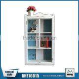 Antique Wooden Wall Cabinet With 5 Openings White Frame