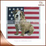Square High Quality American American Flag and Dog Pattern Cotton Material Back Cushion Hand-make Pillow Hand Bagtable Cloth on thumbnail-1