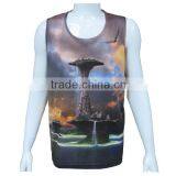 Wholesale 100% Polyester Full Printed Mens Gym Singlets Workout Tank Tops , Custom Made Mens Gym Clothing , Mens Gym Wear thumbnail-1