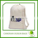 Wholesale natural cotton drawstring laundry bag