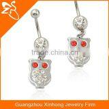 Unique Designed Belly Button Navel Rings Owl Shaped Dangle Stainless Steel Navel Piercing Jewelry thumbnail-1