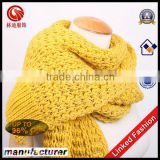 2015 new style acrylic yellow knitted scarf