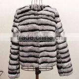 Luxurious Real Chinchilla Rex Rabbit Fur Coat For Sexy Women / Long Fur Overcoat thumbnail-5
