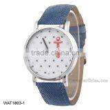 2016 Personalized Anchor Navy Blue Jean Wristwatch Canvas Wrist Watch thumbnail-1