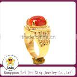 New Products 2015 Stainless Steel Rings, Garnet Stone With Gold Plated Steel Ring thumbnail-1