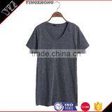 China Factory OEM High Quality Short Sleeve Asymmetrical Blank Linen t Shirts for Women thumbnail-1