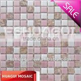 Pink marble mix glass mosaic tiles for interior wall HG-823105