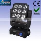 NEW 9pcs Rgbw 4in1 12w Infinite Rotating Led Matrix Moving Head Beam Light