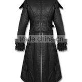 Mens Coat Long Jacket Black Gothic Steampunk Hooded Trench thumbnail-2