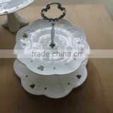 White Quality Multi-layer Wedding Embossed Hanging Cake Stand