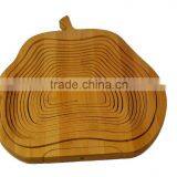 Large Flatware Pear Shaped Folding Bamboo Collapsing Wooden Hanging Bread Roll Basket thumbnail-1