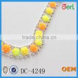 Popular Flower Shape Plastic Pearl Chain With Crystal Trim Necklace Designs Bridal for Dress thumbnail-3