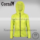 New arrival yarn dyed zipper-up woven 100% pa women apple green sun protective clothing outdoor wear