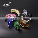 Light Blue Half Round Brushed Satin Nickel Glass Knob thumbnail-6