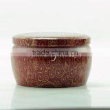 Red Vivid Flower Round Tin Plate Tea Canister for Matcha thumbnail-2
