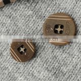 4 Holes Natural Light Brown Corozo Nut Suit Buttons with Logo Engraved on