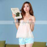 Pajama Set Cotton Lounge Wear Knitted Sleepwear Sleeveless Suit Silk Pants Set thumbnail-4