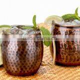 Antique Copper Mugs for Vodka, Moscow Mule Copper Mugs, Hammered Copper Mugs thumbnail-1