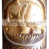 Wooden Handcrafted Pen Stand With Carving and Antique Finishing thumbnail-1