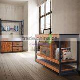 Buffet Industrial Style For Living Room With Reclaimed and Rustic Wood Combination With Black Metal thumbnail-1
