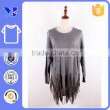 Top Fall Wear Fashionable Design With Hem Fringes Woolen T-shirt thumbnail-1