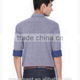 2017 NEW Indian Fashion Long Sleeve Blue Stripes French Cuff Button-down Collar Casual Man Shirt thumbnail-5