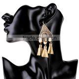 Vintage Ethnic Alloy Plated Tassel Pendant Drop Earrings for Women thumbnail-1
