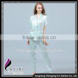 CXTZ01 Wholesale Cheap Ladies Silk Pajamas Home Wear With Pockets thumbnail-6