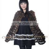 CX-B-M-56 Wholesale Women Cape Mink Fur Fashion Poncho/ Fur Shawl thumbnail-1