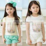New Summer Fashion Baby Girls Clothing Sets Kids Short Sleeve T-shirt+Rose Shorts Children Clothes Suit 2-7 Years 19875 thumbnail-1