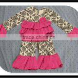 Toddler Girl Open-Seat Pink Ruffles Romper Baby Flower Bow Onesie Cotton Ruffles Ropa Para Bebey thumbnail-1