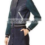 Runwaylover EY1056C Women Fashion 2017 Long Sleeve Pu Splice Jackets thumbnail-2