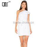 White One Shoulder Elegant Short Simple Ladies Evening Dinner Dresses thumbnail-1