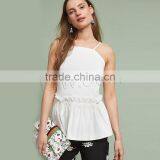 Polyester Camisole Backless Ruffles Solid White Size:XXL Sold By PC thumbnail-1