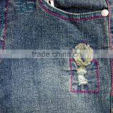 Girls Medium Dark Blue Wash Denim Bermuda Jeans With Raw Bottom Hem #29BEH0014 thumbnail-5