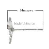 Copper Earring Findings Ear Studs Components Flower Silver Tone 14.0mm x 11.0mm thumbnail-2