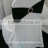 White Polyester Scuba Chair Cover With Black Spandex Band