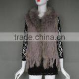 Fashion Ladies Fur Vest /Grey Rabbit Fur Strap Gilet With Manufacture Price thumbnail-1
