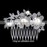 Large Pearl Filigree Hair Comb Vintage Crystal Pearl Hair Comb Silver
