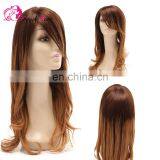 Hot Selling Omber Color Two Tone Natural Wave 100% Human Hair Virgin Brazilian Lace front Wig With Bangs