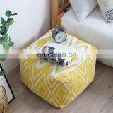 New Modern Pouf Design Yellow Woven Silk-screen Print Tufting Floor Ottoman Pouf thumbnail-4