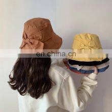 Customized Fisherman Hat Spring and Summer Leisure Sunshade Soft Foldable Basin Big Bow Sun Hat thumbnail-2