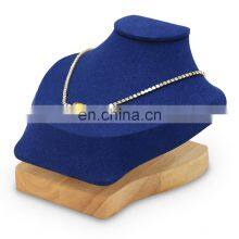 Factory Direct Supply Blue Wooden Jewelry Display Necklace Stand thumbnail-2