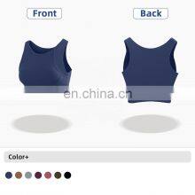 Fashion Custom Sports Bra With High Neck Running Shockproof Yoga Bra Fitness Tank Top Women thumbnail-5
