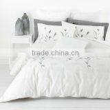 Embroider Cotton Comforter Sets 205TC in Solid White Color With Flower Pattern thumbnail-1