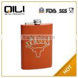 18/8 FDA Burnt Orange 8oz Painted Hip Flask