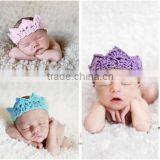 Fashion Korean Cute Newborn Baby Kids Soft Acrylic Crochet Crown Headband Hairband thumbnail-2